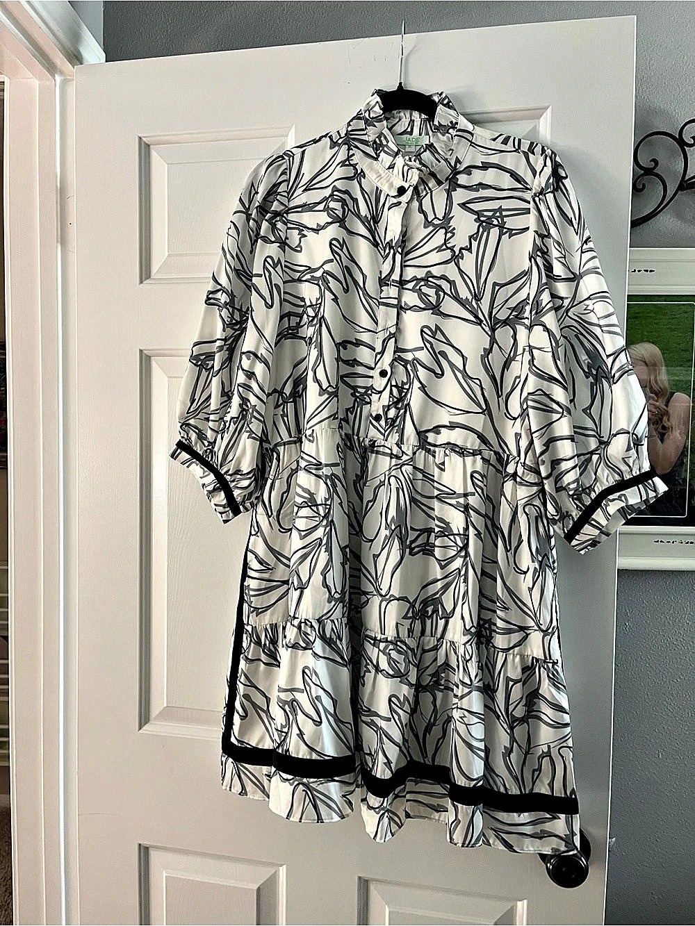 Jade Melody Tam Womens Floral Print Ruffle Neck Tie Waist Tiered Mini Dress XL